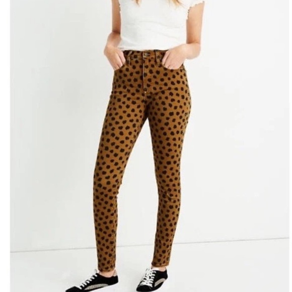 Madewell Pants - MADEWELL Skinny Jeans Cheetah Paint Spots 10" High Rise Waist Leopard 24